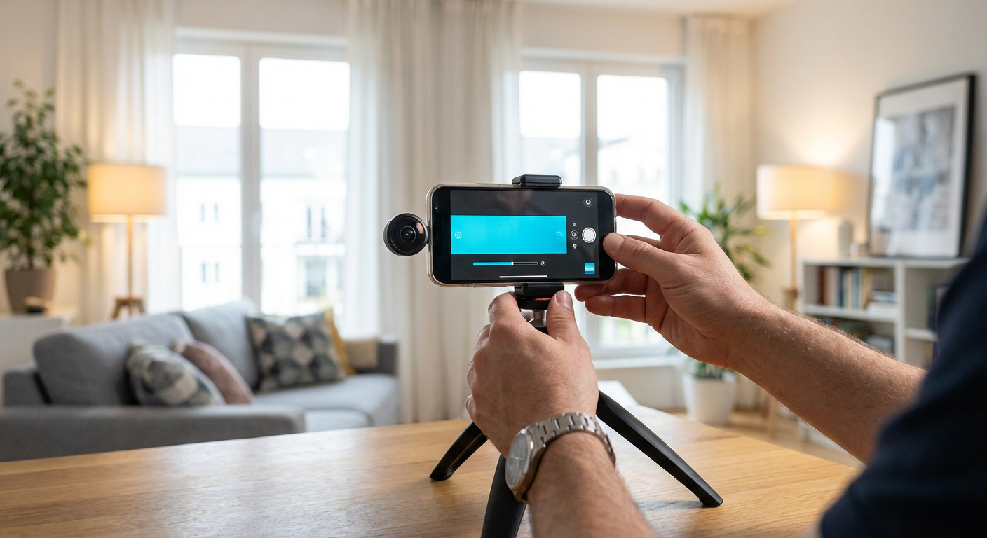 Создание виртуального тура квартиры со смартфона с объективом 360 градусов на штативе