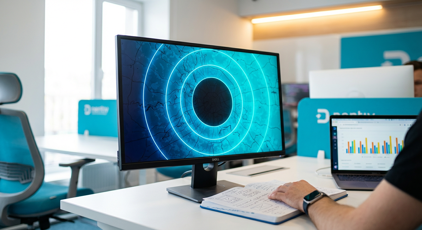 Монитор с картой концентрических поясов удалённости Подмосковья и аналитикой рынка загородной недвижимости